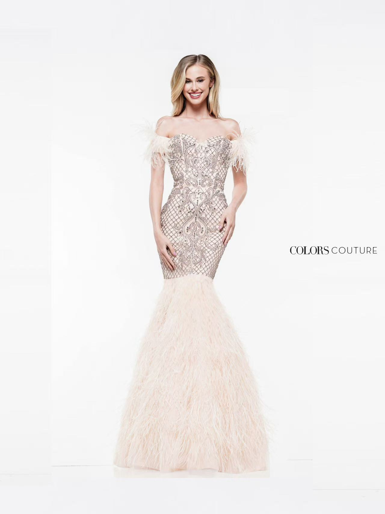 Blush Empress Feathered Gown