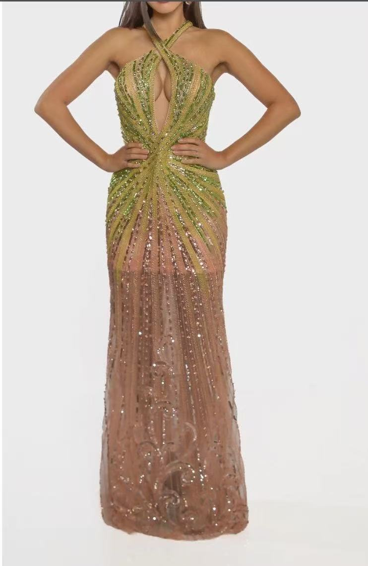 Emerald Flame Illusion Gown