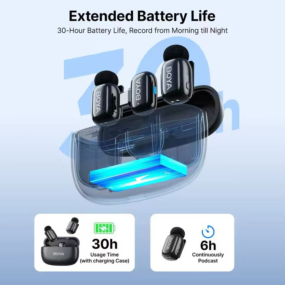 BOYA MINI Boya Fingertip Mic Wireless Lead Clip Microphone One-to-Two Phone Noise Reduction Live Streaming Microphone