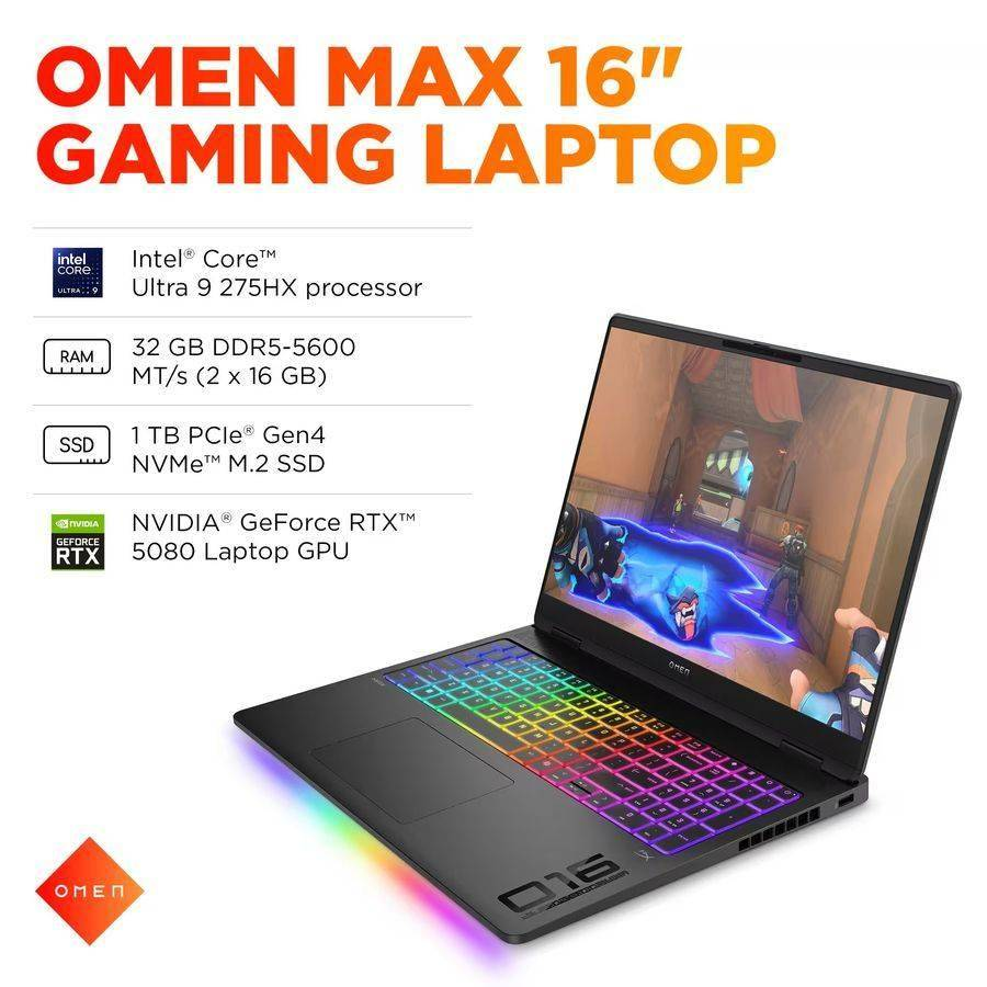HP Omen 8 Pro _Intel 12th Gen,i9-12900H † Basic Frequency:2.5*20Ghz + Acceleration Frequency:5.0*20Ghz + 16gb ram ssd 512gb Graphics Nvidia RTX3060-6gb + Keyboard Light † 16"