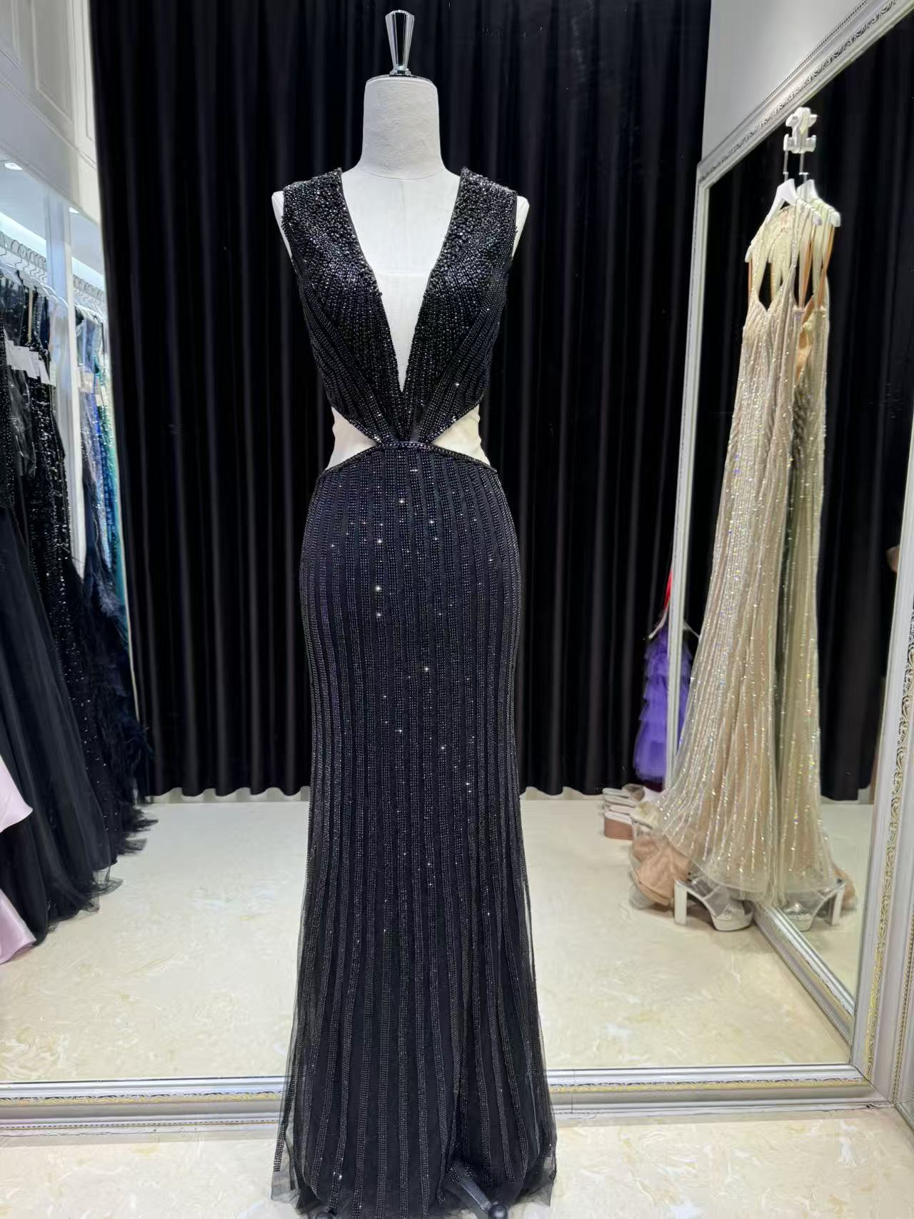 Noir Pulse Cutout Gown