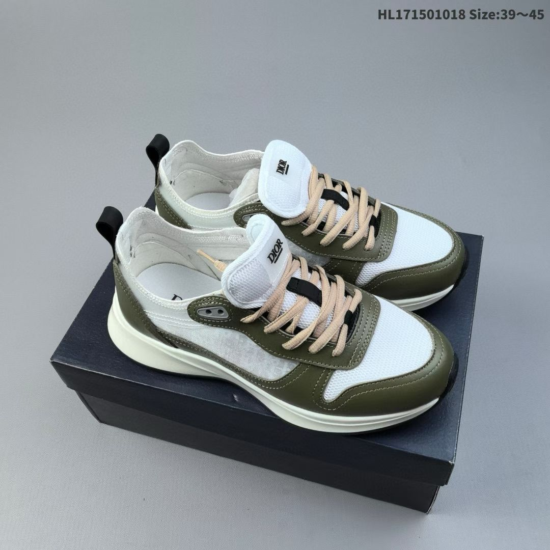 Christian Dior 2023 New Men's Shoes Oblique Twill Canvas Low Help B25 Running Shoes