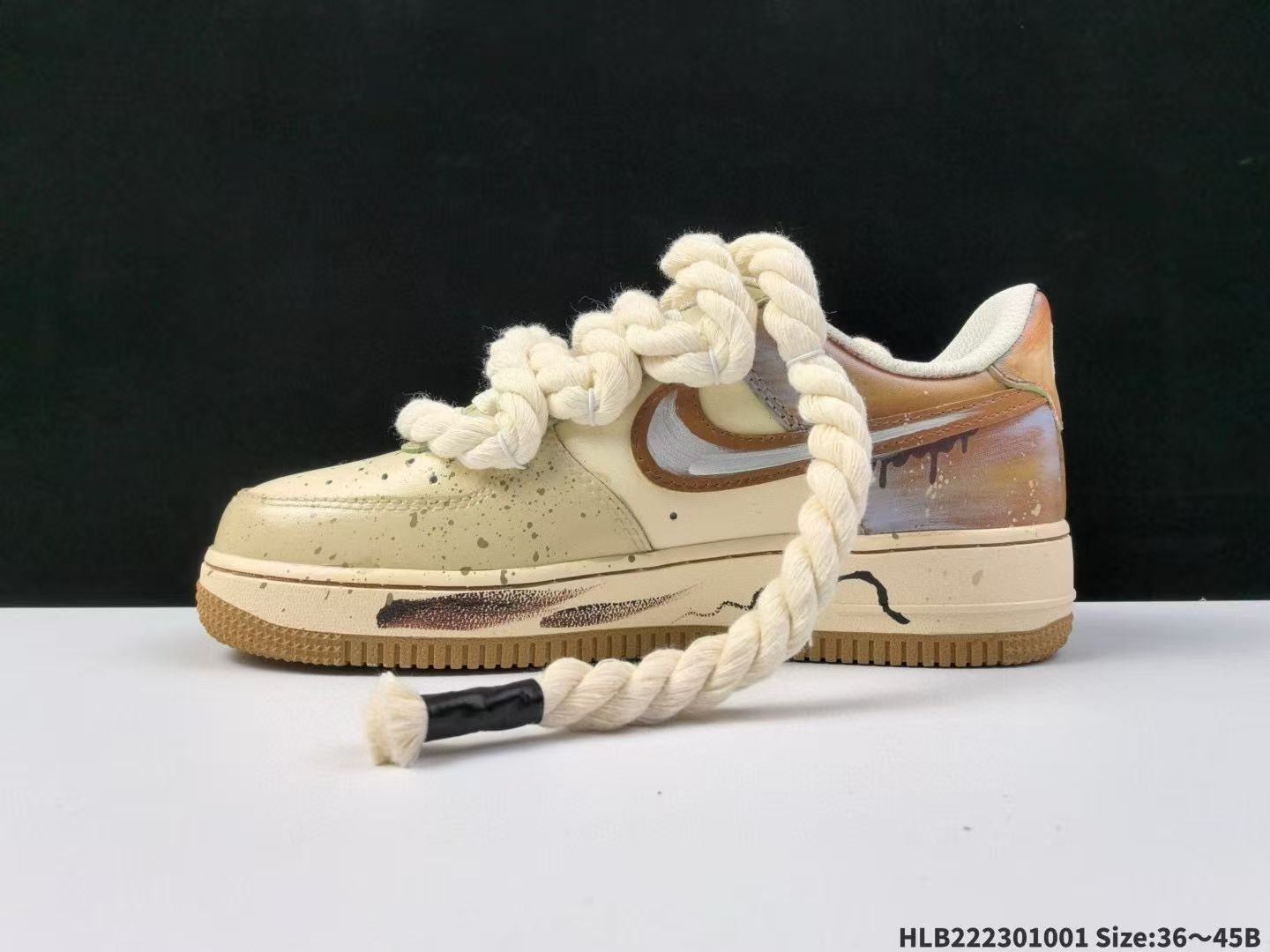 Nike Air Force 1 Low 07 Green/Brown Bear Cord Wrap Graffiti Original last