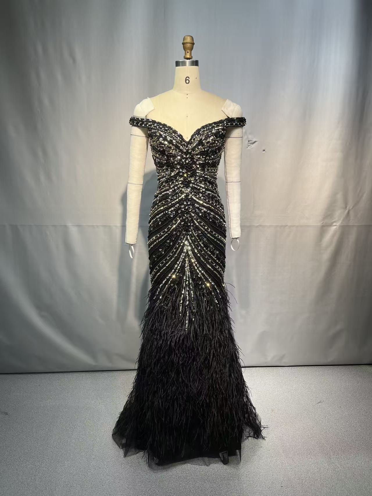 Nocturne Majesty Feathered Gown