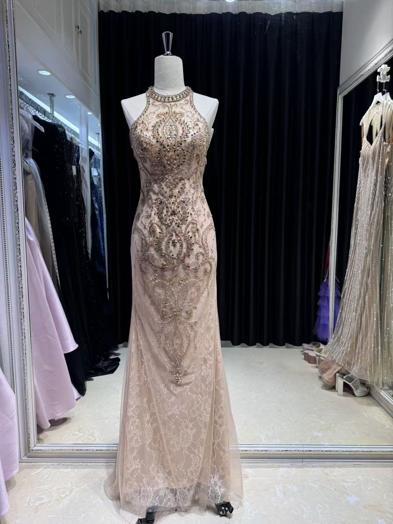 Champagne Reverie Embroidered Gown