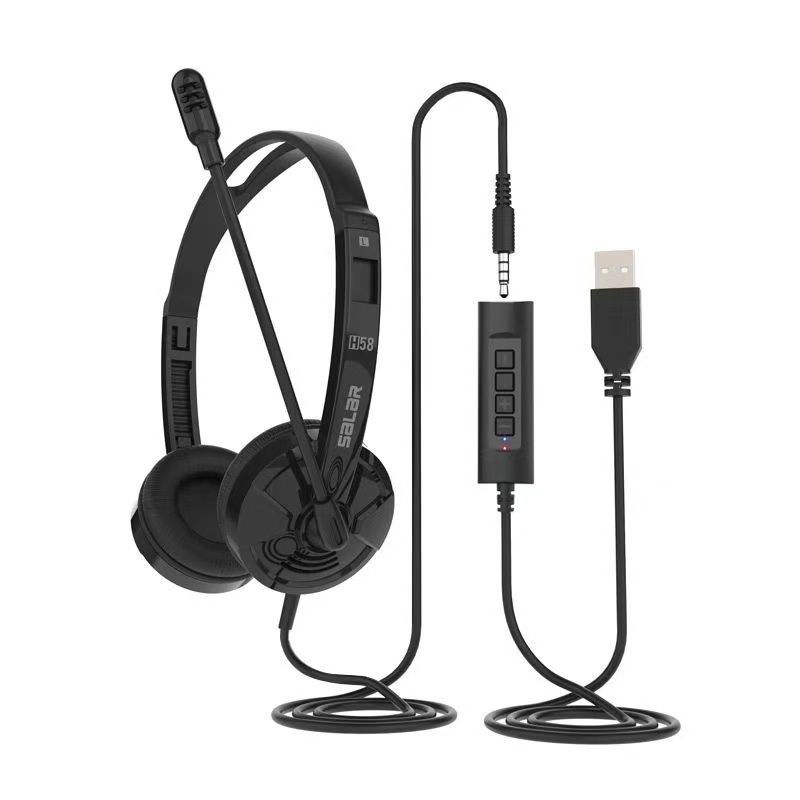 SoundLane H58 Operator-Specific Headset, Designed for Telemarketing and Customer Service, Noise-Canceling, Head-Mounted, USB Cable, Wired