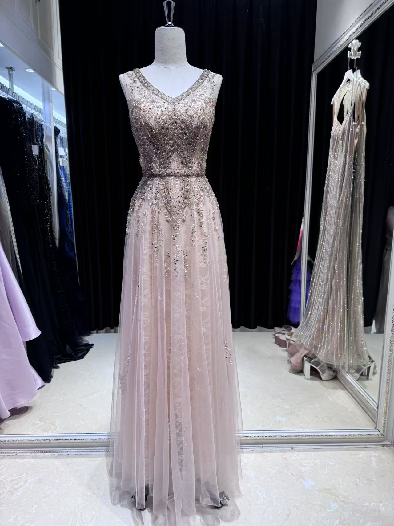 Blush Aura Embellished Gown