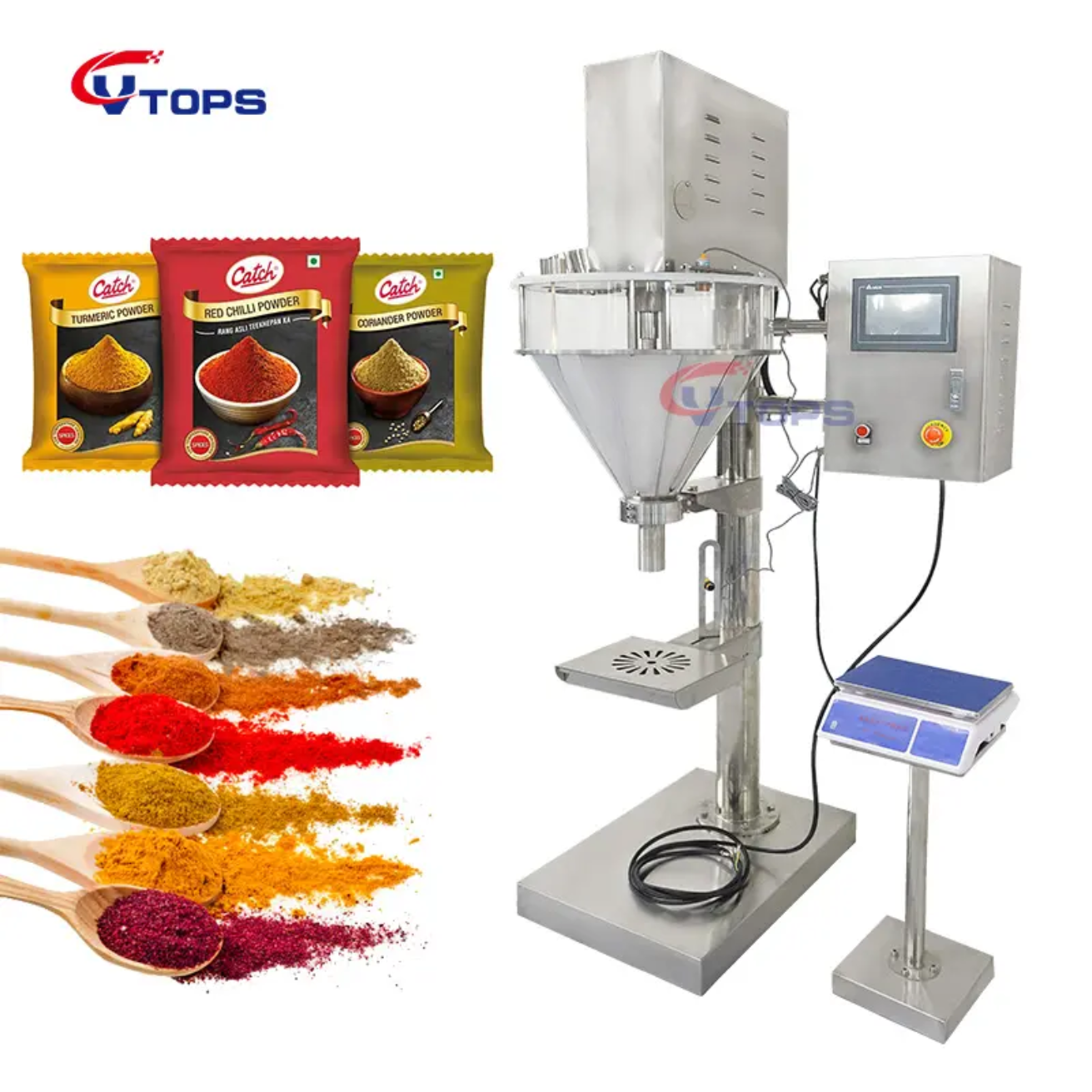 Triple-Head Chili / Pepper / Salt Powder Filling & Packing Machine